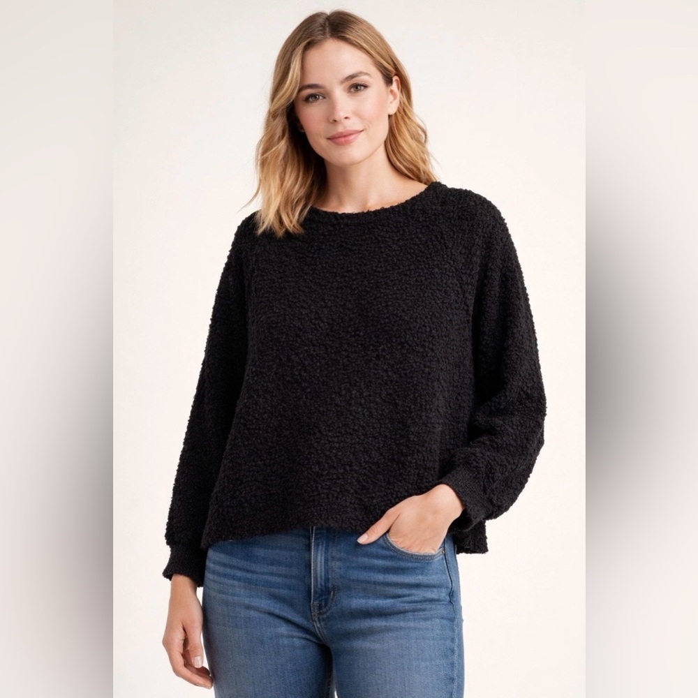 Peyton Jensen Relaxed Sweater Womenβs M Heather Black Pullover Classic Timeless